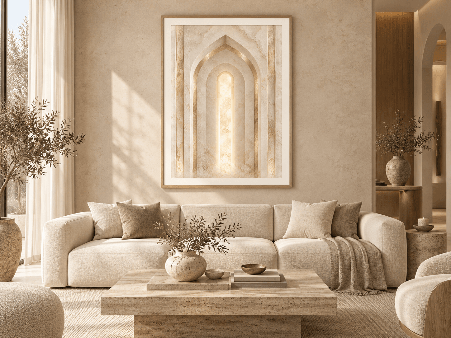 AL-NOOR I, shown framed in a styled interior