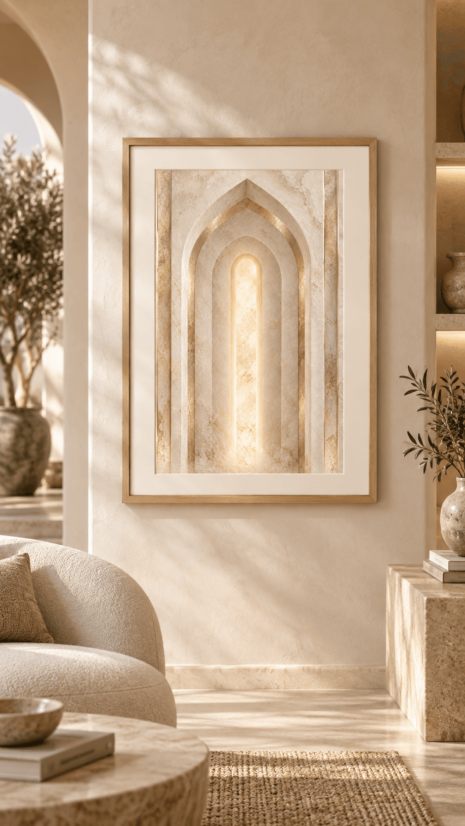 AL-NOOR I, shown framed in a styled interior