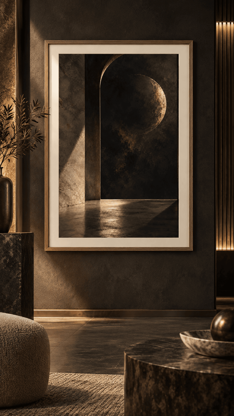 QAMAR, shown framed in a styled interior