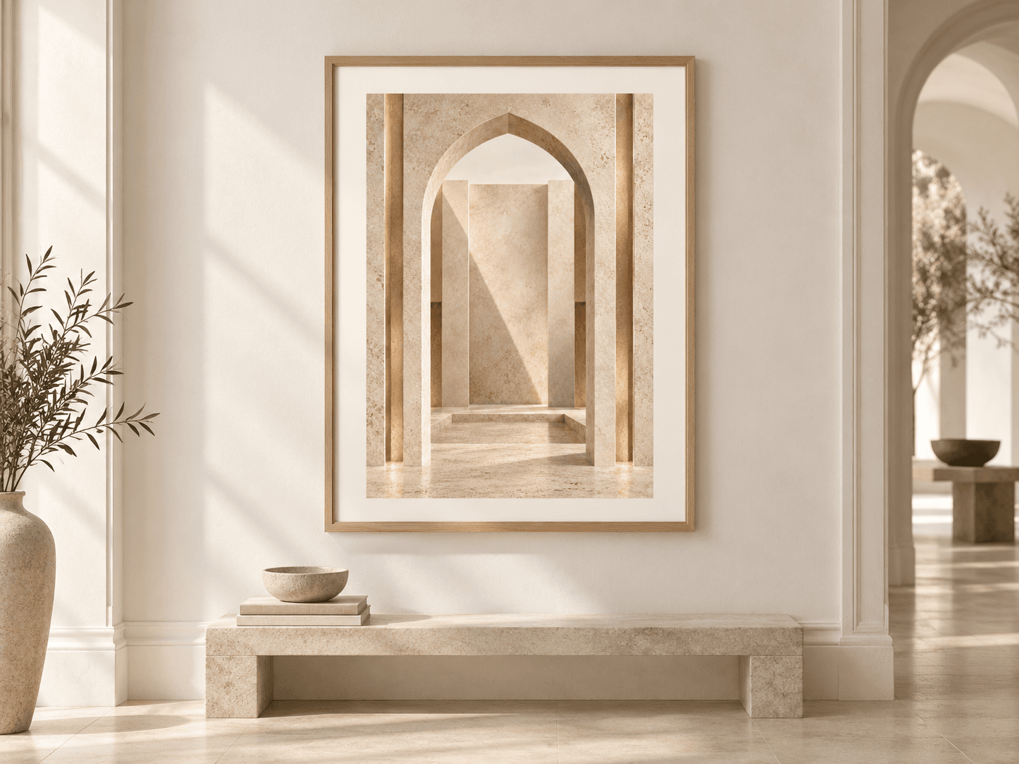 SAHN, shown framed in a styled interior