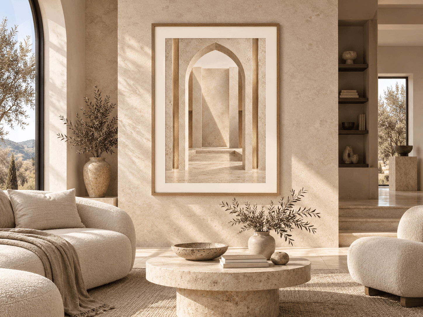 SAHN, shown framed in a styled interior
